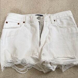 Abercrombie & Fitch White Frayed Jean Shorts